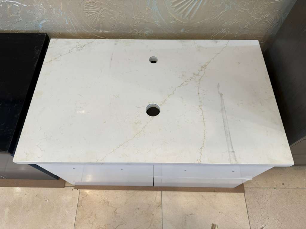 Virtu USA Marsala 37-IN Bathroom Vanity in White with Custom Countertop and Vessel Sink, MS-565-CUSTOM-WH