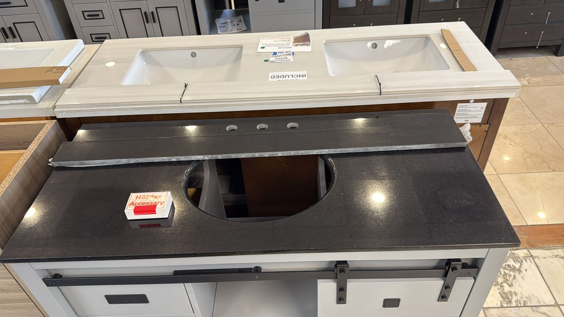 Florence 48-inch Grey Single Sink Bathroom Vanity with Custom Quartz Top, VV348G-CQTSQ, Retail: $1,399.95, CLEARANCE PRICE: $799.99 + TAX