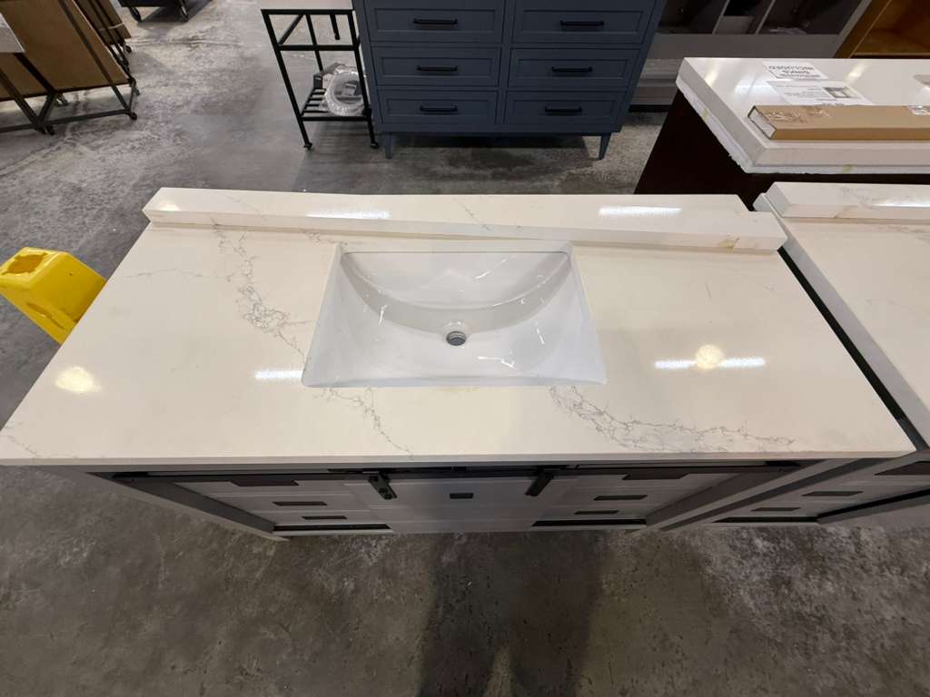Florence 48-inch Grey Single Sink Bathroom Vanity with Custom Quartz Top, VV348G-CQTSQ, Retail: $1,399.95, CLEARANCE PRICE: $799.99 + TAX