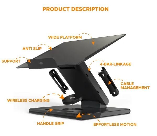Zview Laptop Stand - Zgo - with USB-C Cable, Wall Charger, Wireless Charger