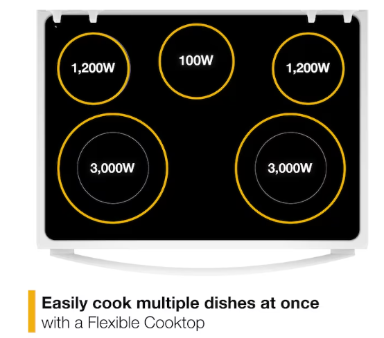Whirlpool 30-in Glass Top 5 burners 5.3-cu ft Freestanding Electric Range ( White )
