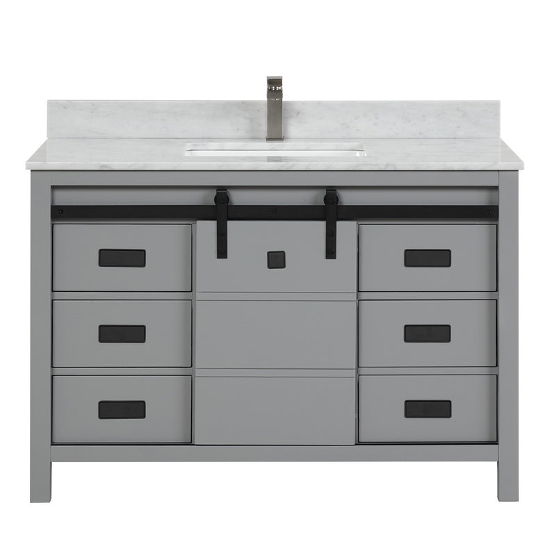 Florence 48-inch Grey Single Sink Bathroom Vanity with Custom Quartz Top, VV348G-CQTSQ, Retail: $1,399.95, CLEARANCE PRICE: $799.99 + TAX