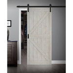 TRUporte K Design 36x84 Ashen Grey Finished MDF Sliding Barn Door with Bent Strap Hardware Kit, [FB296]