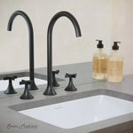 Swiss Madison Daxton Cross Handle Widespread Faucet in Matte Black, SM-BF101MB, MSRP: $284.89, FINAL  PRICE: $99.99 + TAX