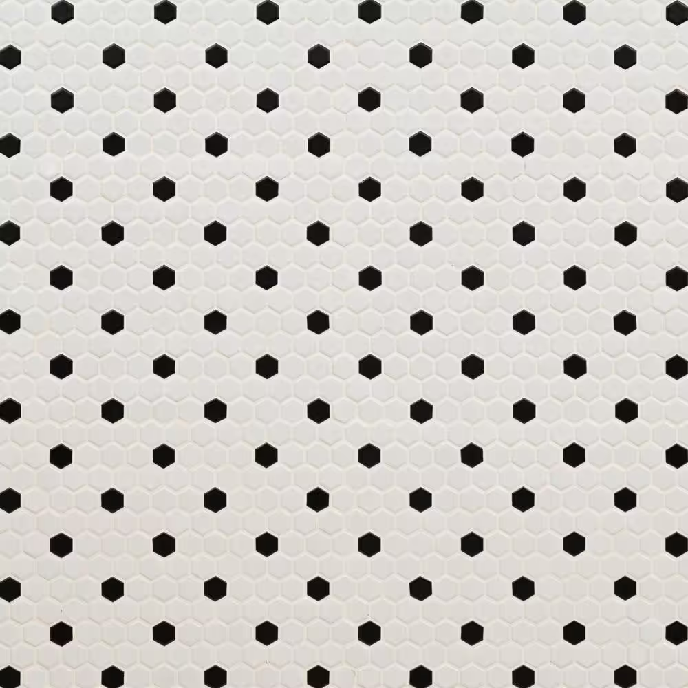 Adelaide Black Hexagon 10x12 Matte Porcelain Mesh-Mounted Mosaic Tile, SMOT-PT-ADELHEX-1HEXM, 12.45sf, 15 pcs, 6mm, 30 lbs, FINAL PRICE: $3.99/pc, $59.85/box + Tax