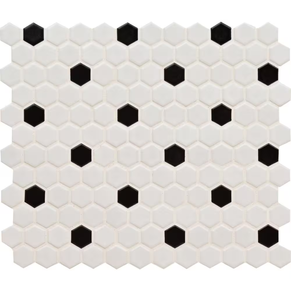 Adelaide Black Hexagon 10x12 Matte Porcelain Mesh-Mounted Mosaic Tile, SMOT-PT-ADELHEX-1HEXM, 12.45sf, 15 pcs, 6mm, 30 lbs, FINAL PRICE: $3.99/pc, $59.85/box + Tax