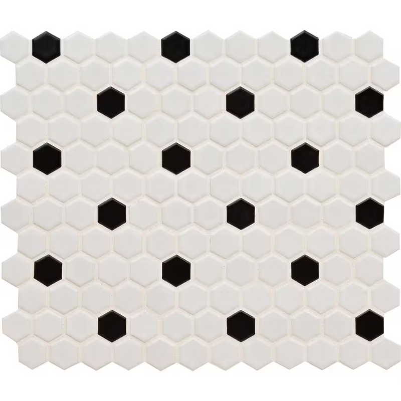 Adelaide Black Hexagon 10x12 Matte Porcelain Mesh-Mounted Mosaic Tile, SMOT-PT-ADELHEX-1HEXM, 12.45sf, 15 pcs, 6mm, 30 lbs, FINAL PRICE: $3.99/pc, $59.85/box + Tax
