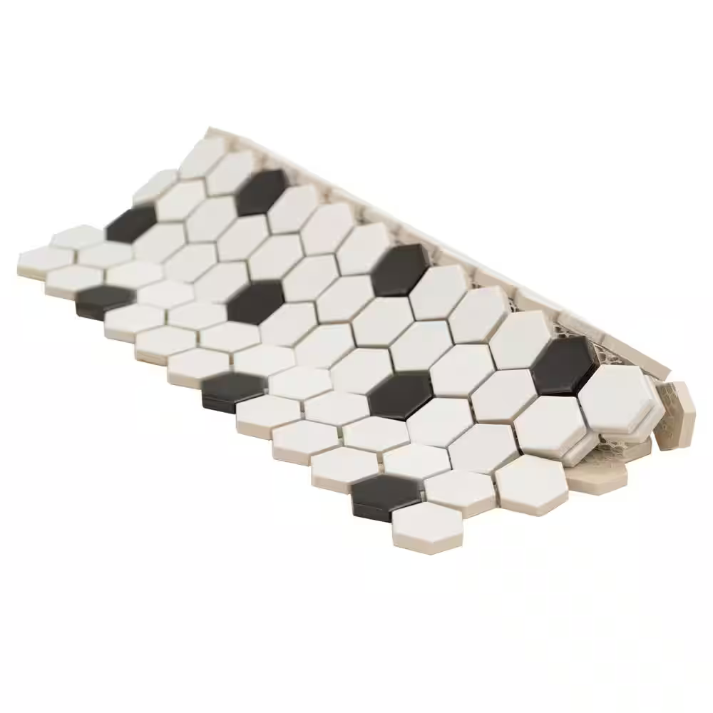 Adelaide Black Hexagon 10x12 Matte Porcelain Mesh-Mounted Mosaic Tile, SMOT-PT-ADELHEX-1HEXM, 12.45sf, 15 pcs, 6mm, 30 lbs, FINAL PRICE: $3.99/pc, $59.85/box + Tax