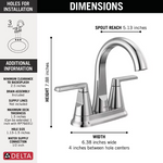 Delta Sparrow Two Handle Centerset Bathroom Faucet in Chrome