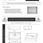 Pelham & White Bryn 33" Stainless Steel Apron Sink with Bottom Grid and Drain, PWS230, FINAL PRICE: $179.99 + Tax