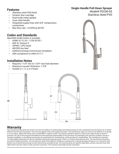 Pelham & White Bryn 33" Stainless Steel Apron Sink with Bottom Grid and Drain, PWS230, FINAL PRICE: $179.99 + Tax