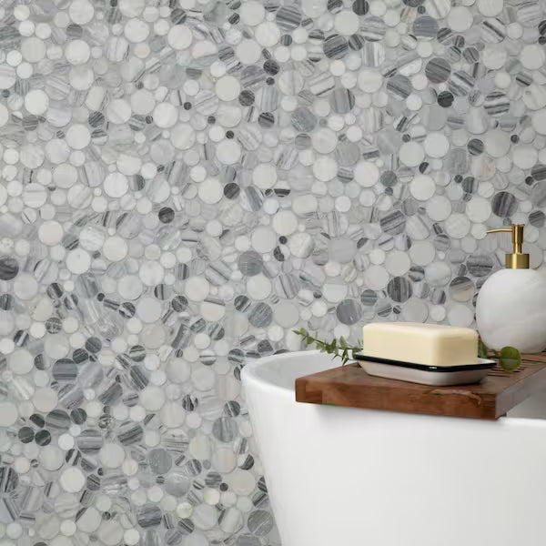 Alaska Gray Pebble 12x12  Mosaic, Retail: $22.15/pc, 10 sf/bx, 10 pcs/bx, 45 lbs/bx,  FINAL PRICE: $9.99/pc, $99.90/ Box + TAX