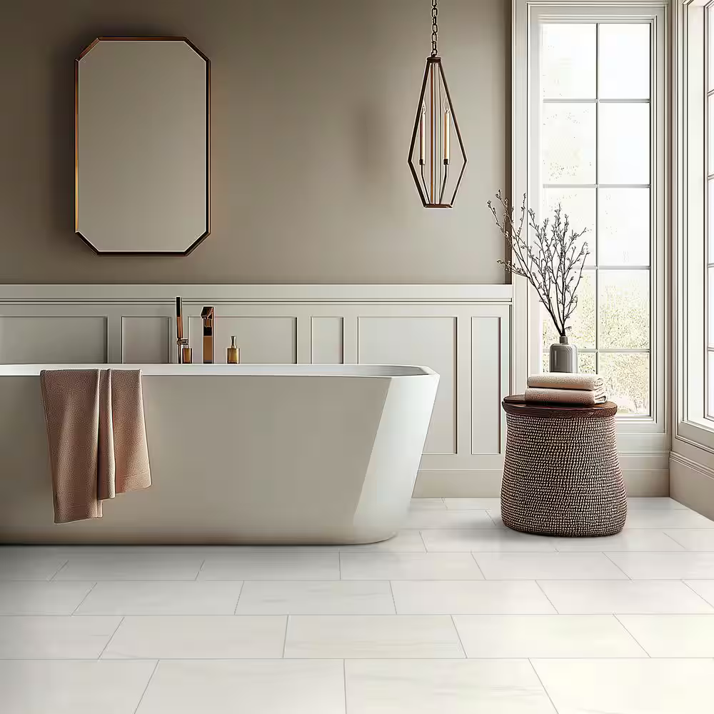 **PER BOX** HD Alexandra White 12x24 Matte Porcelain Marble Tile, NHDALEX12X24, 8.9mm, 8pcs, 67 lbs, 16sf, Retail: $1.69/sf, FINAL PRICE: $0.99/sf