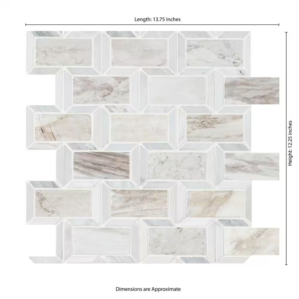 Angora Framework 12x12 Polished Mosaic, 10sf, 10 pcs, 45 lbs, FINAL PRICE: $6.99/pc, $69.90/box + Tax