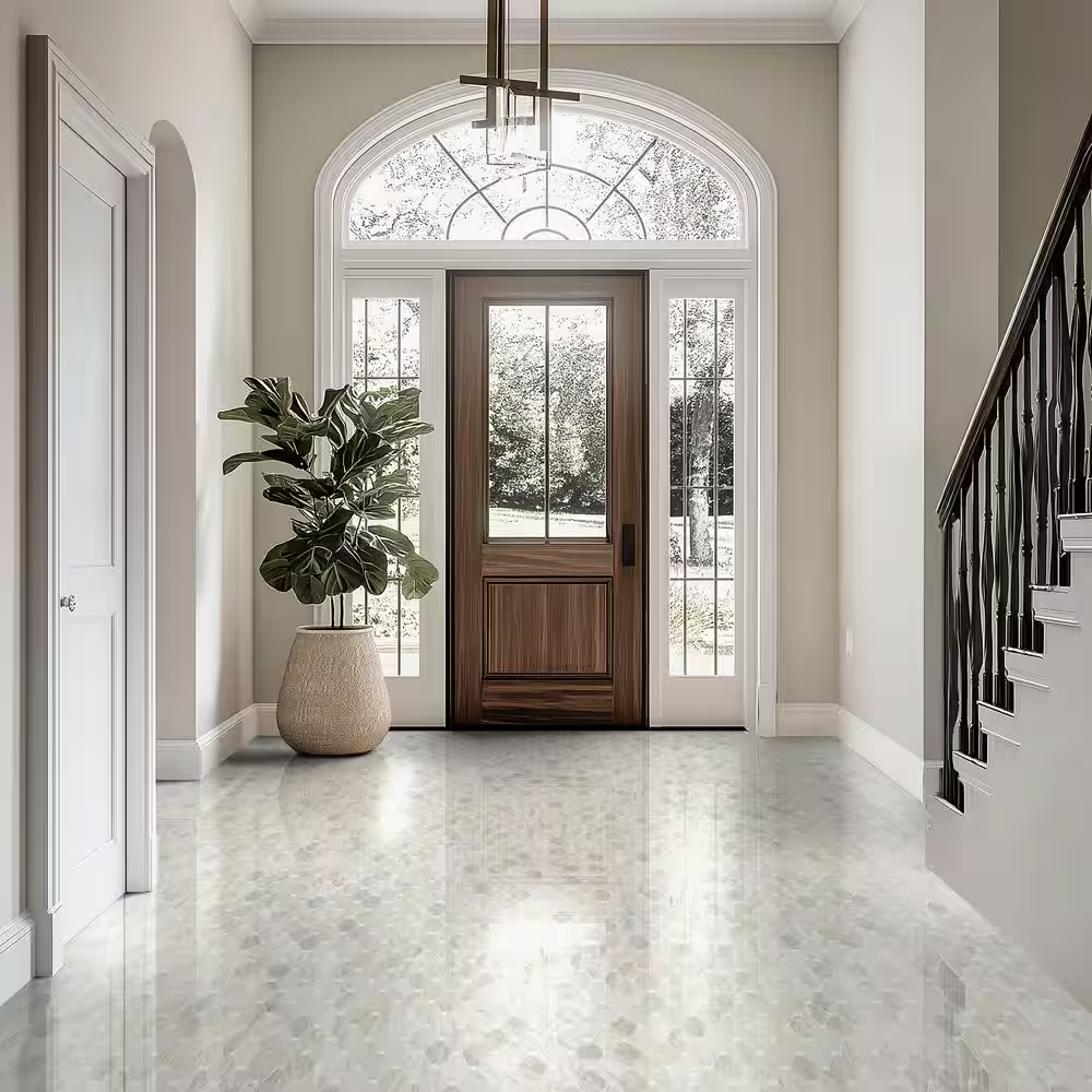 Angora Elongated Octagon 12x13 Polished Marble Mesh-Mounted Mosaic, SMOT-ANGORA-OCTELP, 10.1sf, 10 pcs, 35 lbs, FINAL PRICE: $11.99/pc, $119.90/box + Tax