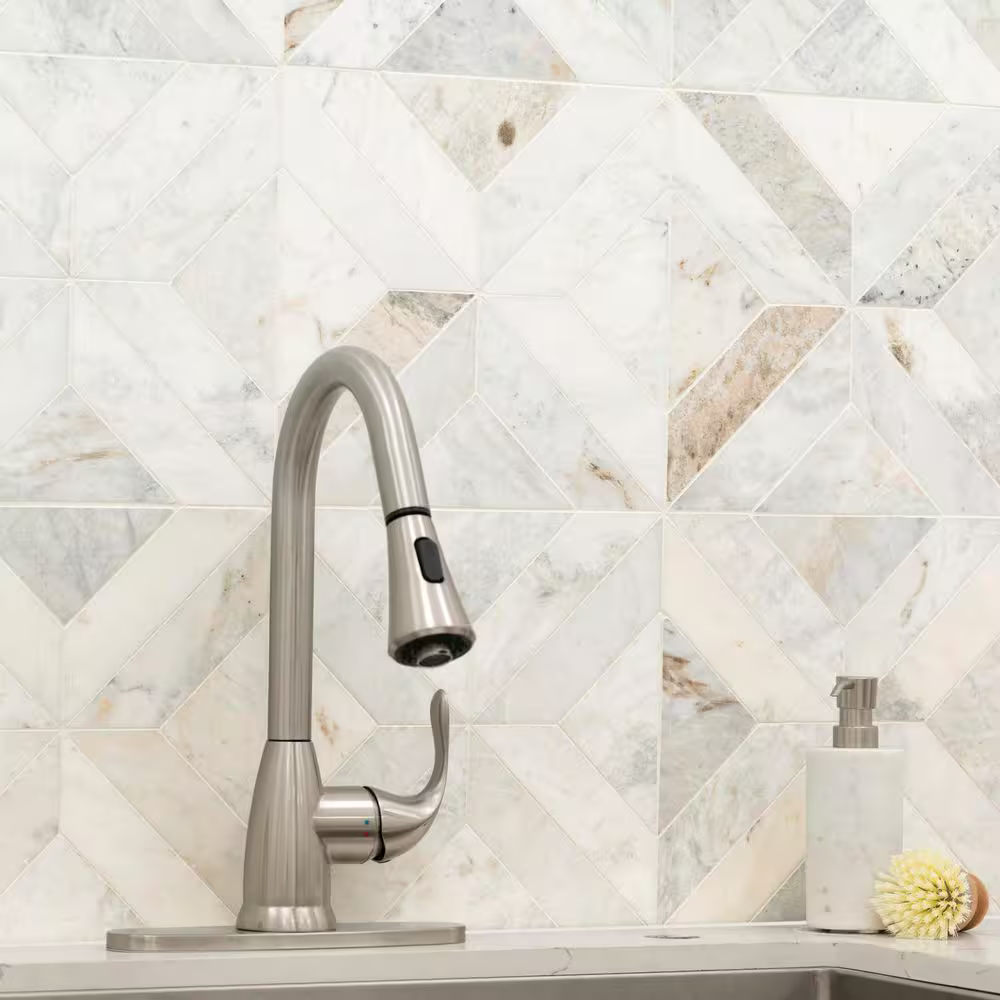 Arabescato Venato White Argyle 12x12 Honed Marble Mesh Mounted Mosaic, SMOT-ARAVEN-ARGH, 10sf, 10 pcs, 50 lbs, FINAL PRICE: $8.99/pc, $89.90/box + Tax