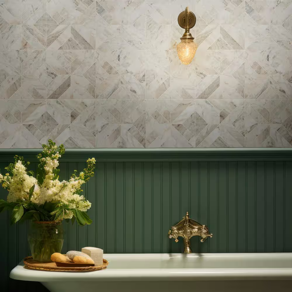 Arabescato Venato White Argyle 12x12 Honed Marble Mesh Mounted Mosaic, SMOT-ARAVEN-ARGH, 10sf, 10 pcs, 50 lbs, FINAL PRICE: $8.99/pc, $89.90/box + Tax