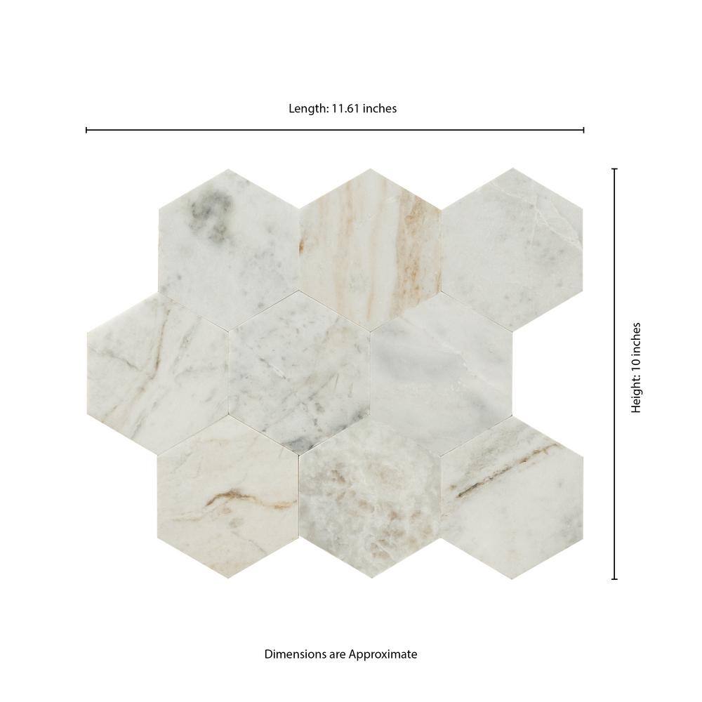 Arabescato Venato Hexagon 12x12 Marble Peel and Stick Mosaic, SMOT-PNS-ARAVEN4HEX-4MM, 16.2sf, 20 pcs, 50 lbs, FINAL PRICE: $6.49/pc, $129.80/box + Tax