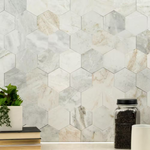 Arabescato Venato Hexagon 12x12 Marble Peel and Stick Mosaic, SMOT-PNS-ARAVEN4HEX-4MM, 16.2sf, 20 pcs, 50 lbs, FINAL PRICE: $6.49/pc, $129.80/box + Tax