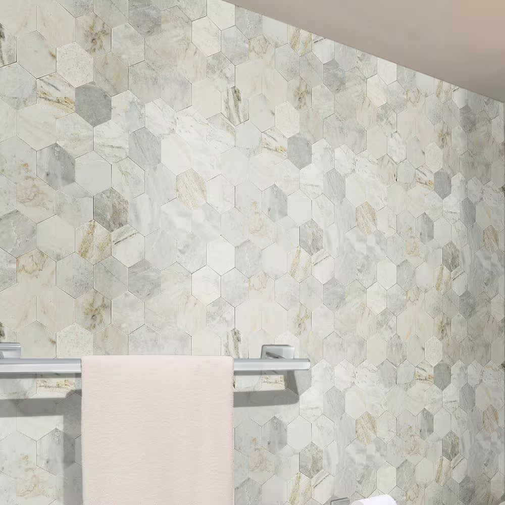 Arabescato Venato Hexagon 12x12 Marble Peel and Stick Mosaic, SMOT-PNS-ARAVEN4HEX-4MM, 16.2sf, 20 pcs, 50 lbs, FINAL PRICE: $6.49/pc, $129.80/box + Tax