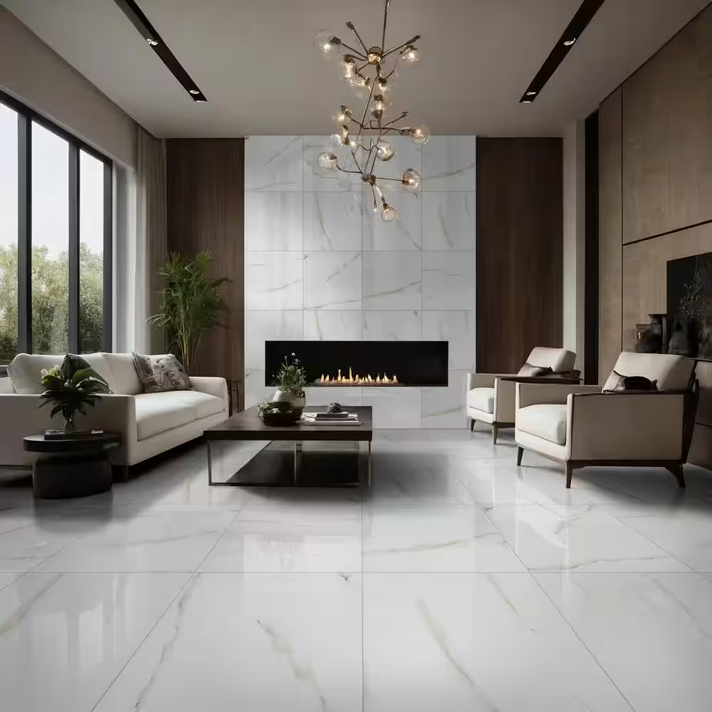 Aria Blanco 24x24 Polished Porcelain Floor and Wall Tile, 10mm, 4pcs, 70 lbs, 16sf, Retail: $2.99/sf, FINAL PRICE: $1.49/sf, $23.84/box + Tax.