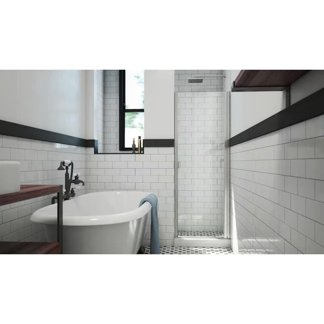 Arizona Replacement Panel Glass Shower Door 30x68 in Brushed Nickel and Clear Glass - CLEARANCED