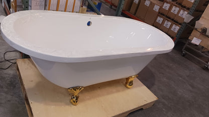 Pelham & White 31x67 White Acrylic Oval Soaking Bathtub with Back Center Drain, LCOT-167-W, FINAL PRICE: $499.99 + Tax