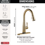 Delta Essa Champagne Bronze Single Handle Deck-mount Touchless Pull-down Kitchen Faucet with Sprayer (Includes Deck Plate)