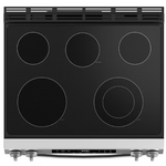 GE Crisp Mode 30-in Glass Top 5 burners 5.3-cu ft Slide-In Electric Range ( Stainless Steel )