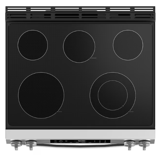 GE Crisp Mode 30-in Glass Top 5 burners 5.3-cu ft Slide-In Electric Range ( Stainless Steel )