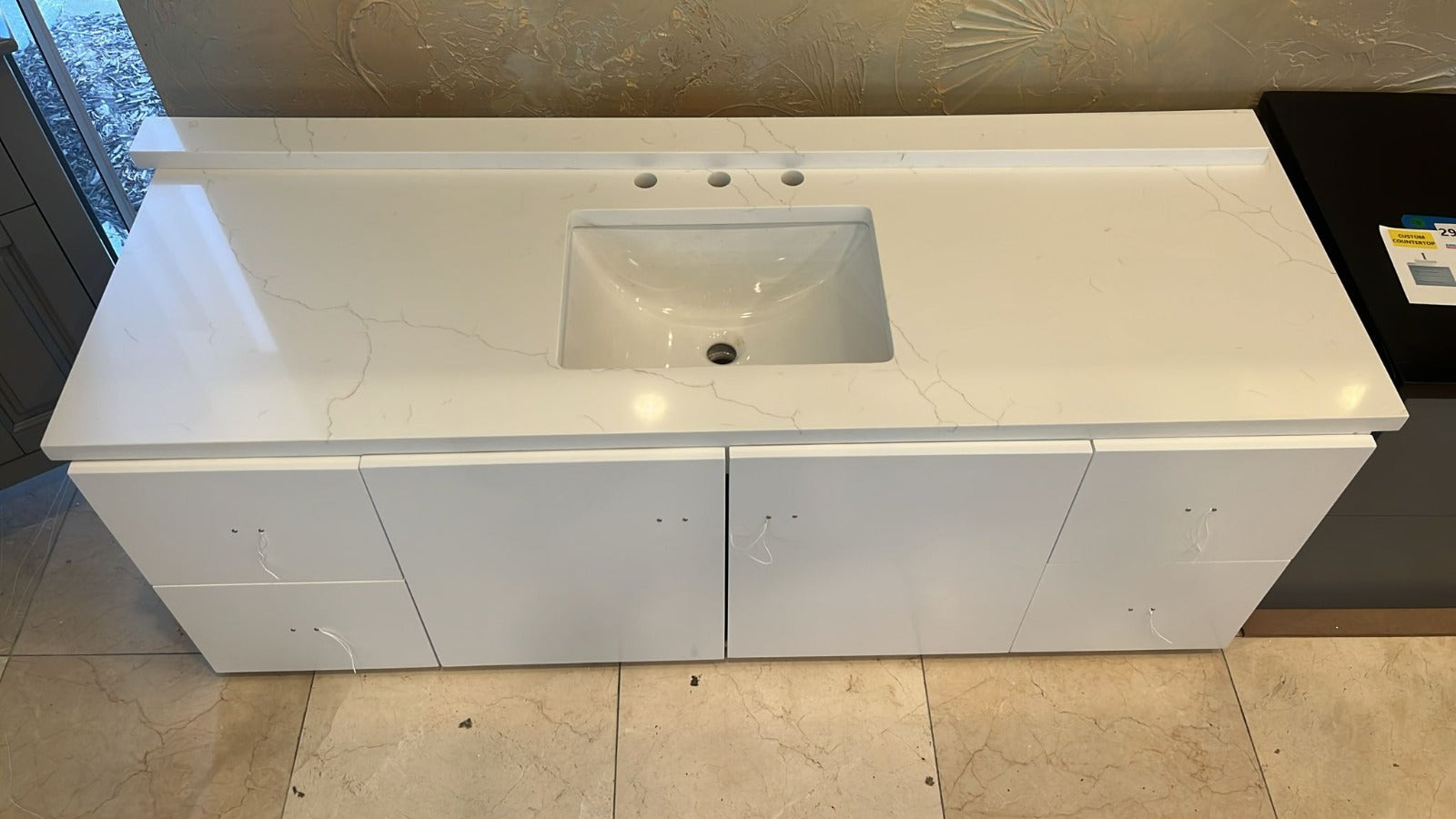 Virtu USA Clarissa 61-in White Single Sink Floating Bathroom Vanity with Custom Quartz Top