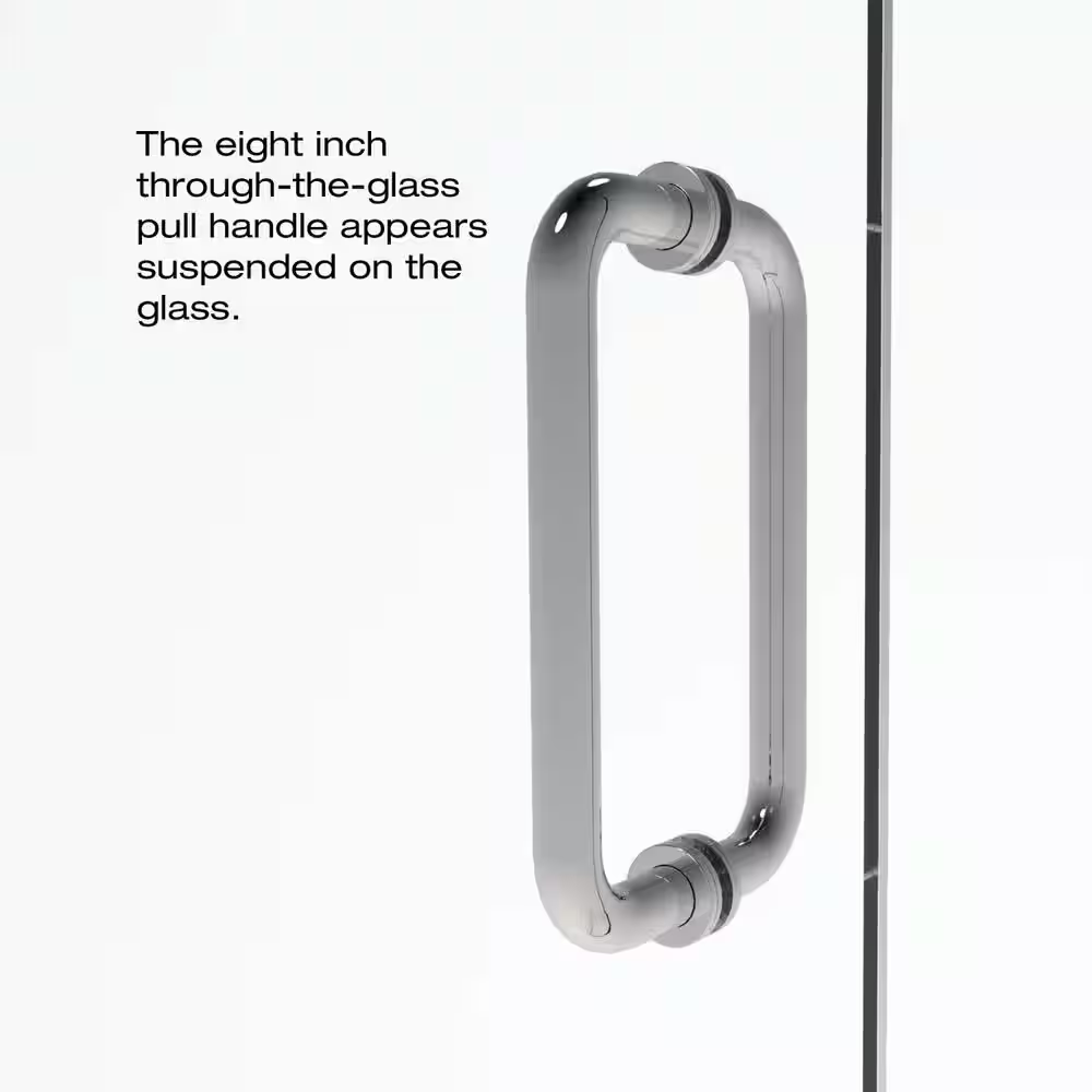 *No Hardware* Basco Celesta 46 in. x 72 in. Semi-Frameless Pivot Shower Door in Chrome with Handle, CELA9354672CLSV, MSRP: $955.88, Final Price: $249.99, CLEARANCED: $75.00 + Tax