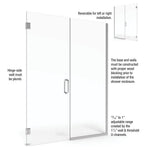 *No Hardware* Basco Celesta 46 in. x 72 in. Semi-Frameless Pivot Shower Door in Chrome with Handle, CELA9354672CLSV, MSRP: $955.88, Final Price: $249.99, CLEARANCED: $75.00 + Tax