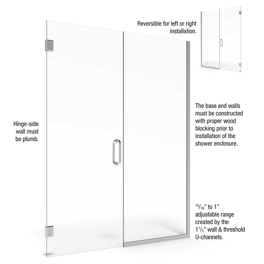 *No Hardware* Basco Celesta 46 in. x 72 in. Semi-Frameless Pivot Shower Door in Chrome with Handle, CELA9354672CLSV, MSRP: $955.88, Final Price: $249.99, CLEARANCED: $75.00 + Tax
