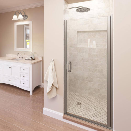 Basco Infinity 33-in to 34-in x 76-in Semi-Frameless Hinged Alcove Shower Door Clear, 827571, NFN00A3476XPSV, *JR2305