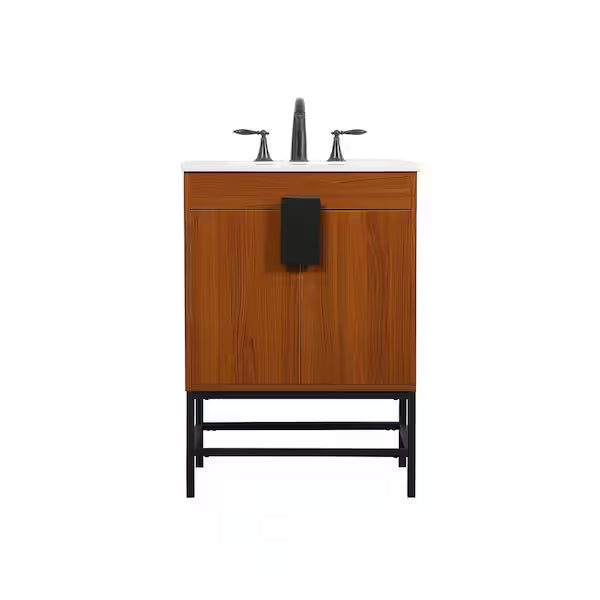 Ever Living Grace 24-Inch Single Sink Vanity in Teak with a  Countertop, VF48824MTK, FINAL PRICE: $399.99 + TAX [FBM-126]