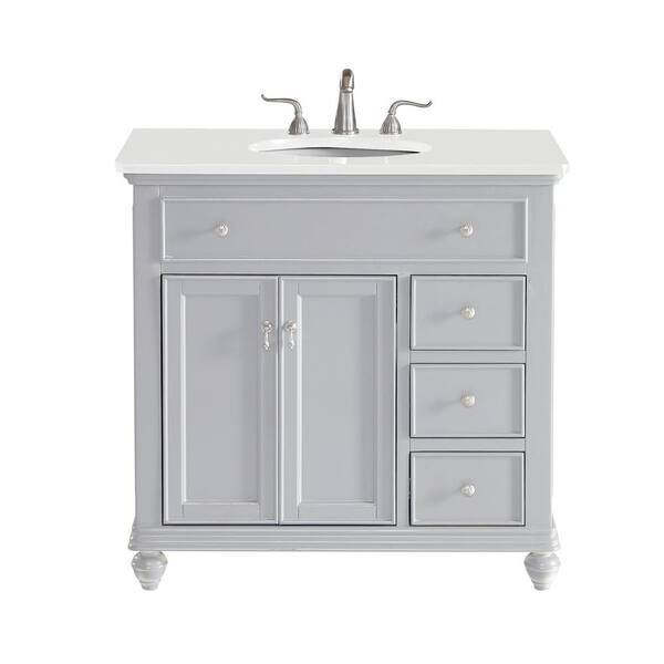 Ever Living Charlie 36-Inch Single Sink Vanity in Gray with a White Engineered Marble Countertop, FINAL PRICE: $599.99 + TAX