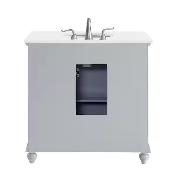 Ever Living Charlie 36-Inch Single Sink Vanity in Gray with a White Engineered Marble Countertop, FINAL PRICE: $599.99 + TAX