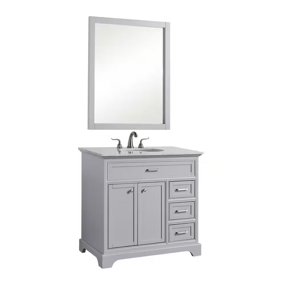Ever Living Charlie 36-Inch Single Sink Vanity in Gray with a White Engineered Marble Countertop, FINAL PRICE: $599.99 + TAX