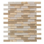 ** PER PCS ** Cottage Ridge Mini Brick Beige 9.75x11.875 Glass Travertine Mosaic, 10pcs, 8.12sf, 35 lbs, 99189, CLEARANCE: $3.99/Pc, Loc: MT3-G