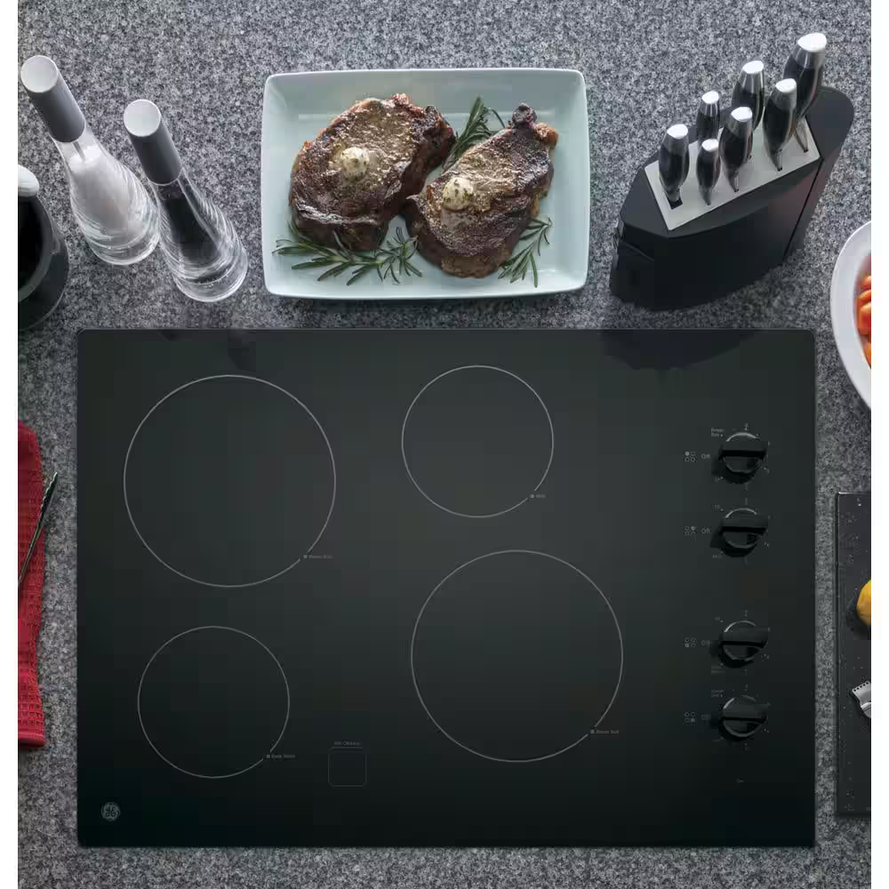 GE 30-in 4 burners Smooth Surface (Radiant) Black Electric Cooktop, JP3030DWBB *HD2507, Retail: $1,149.00, FINAL PRICE: $499.99 + TAX