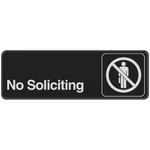HILLMAN Plastic No Soliciting Sign, Adhesive, 3 X 9-in.