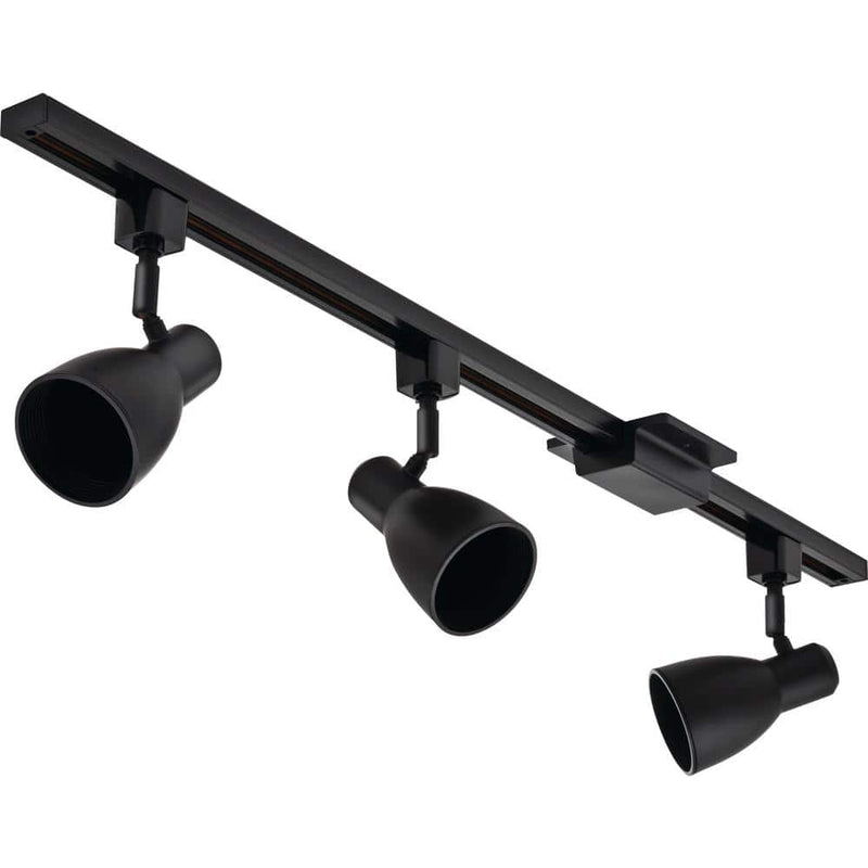 Lithonia Lighting Track Kit 44.0-in 3 -Light Black Integrated Traditional Linear Track Lighting Kit with Step Pivoting Heads