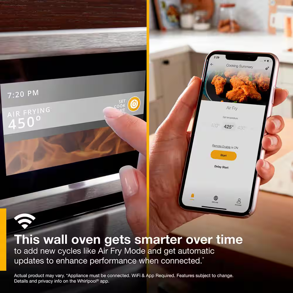 Whirlpool Smart 30-in Smart Single Electric Wall Oven with Air Fry Single-fan and Self-cleaning (Stainless Steel), WOS72EC0HS/20 *HD2507, Retail: $2,699.00, FINAL PRICE: $999.99 + TAX