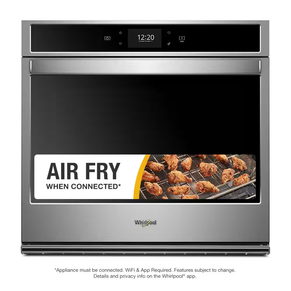 Whirlpool Smart 30-in Smart Single Electric Wall Oven with Air Fry Single-fan and Self-cleaning (Stainless Steel), WOS72EC0HS/20 *HD2507, Retail: $2,699.00, FINAL PRICE: $999.99 + TAX