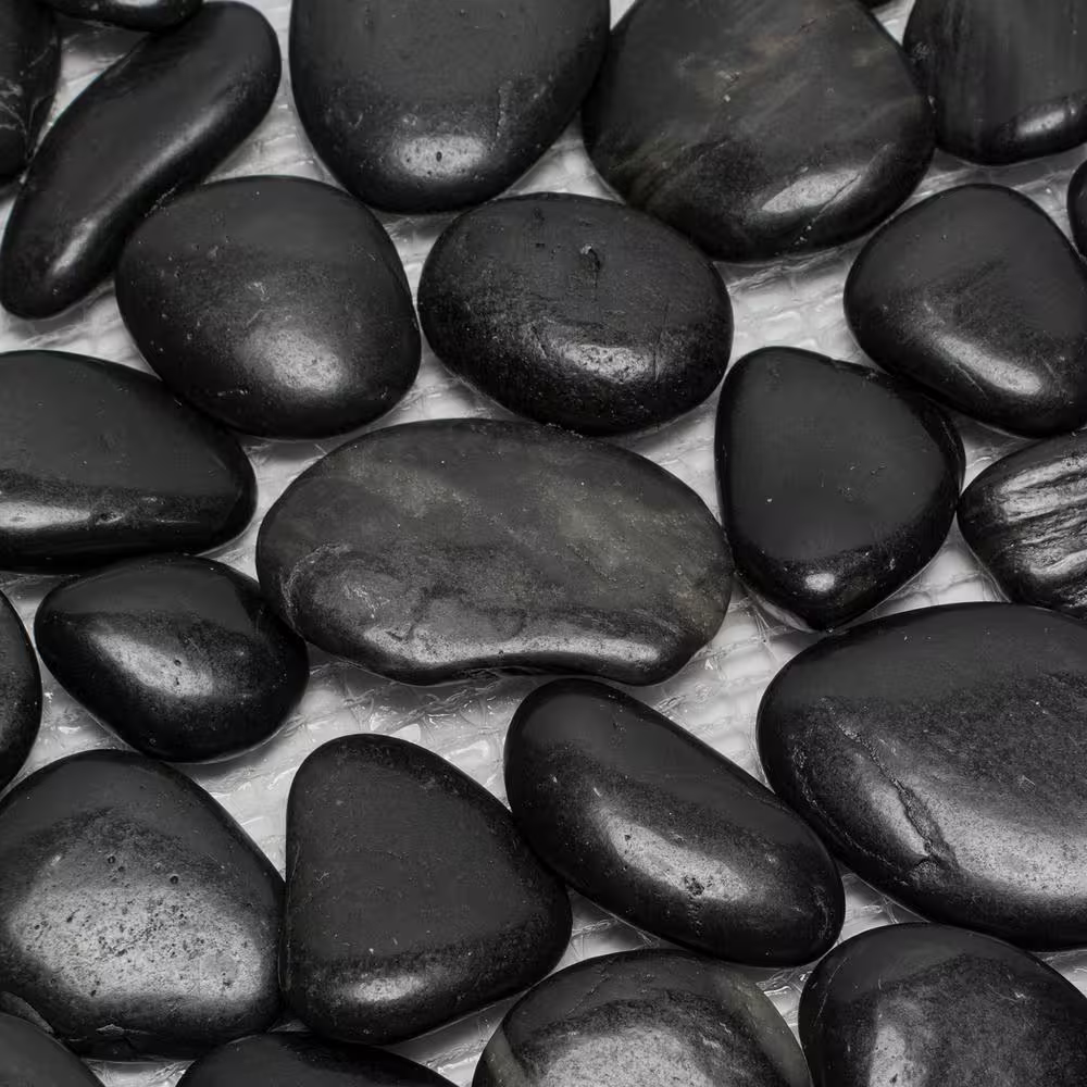 Black Mid-Polish Pebble 12x12 Stone Floor and Wall Tile Mosaic, 10.2sf, 10pcs, 45lbs, FINAL PRICE: $5.99/pc, $59.90/box + Tax