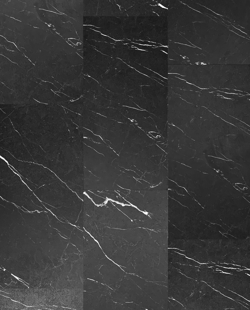 **PALLET SALE - 504.63 sqft (21 bxs) @ $1.29/sf** Black Marble ORGM-2277-11 Luxury Vinyl Tile, 12x24, 4mm+1mm, 20mil, 41 lbs, 24.03 sf, 12pcs, $1.79/sqft ** CLEARANCE SPECIAL!