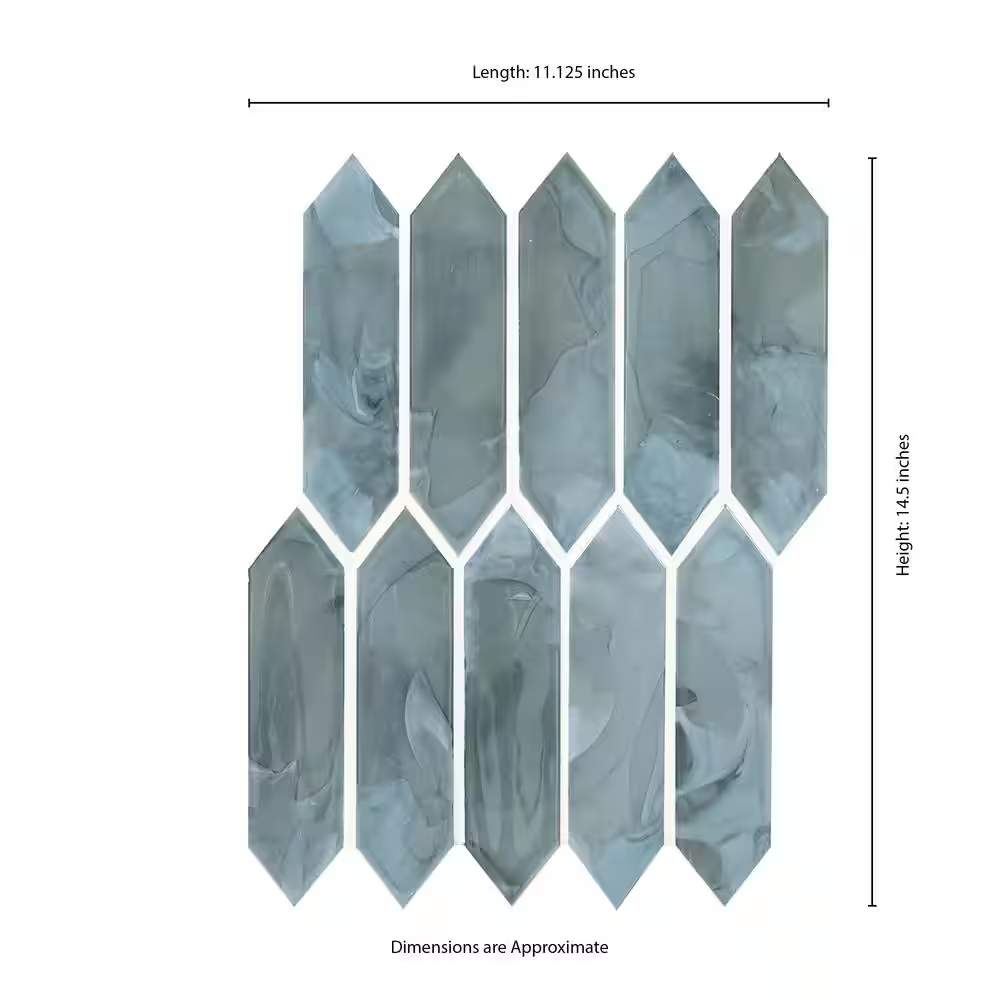 Blue Shimmer Picket 10x13 Mosaic, Retail: $30.62/pc, 13.8 sf/bx, 15 pcs/bx, 45 lbs/bx,  FINAL PRICE: $6.99/pc, $104.85/ Box + TAX