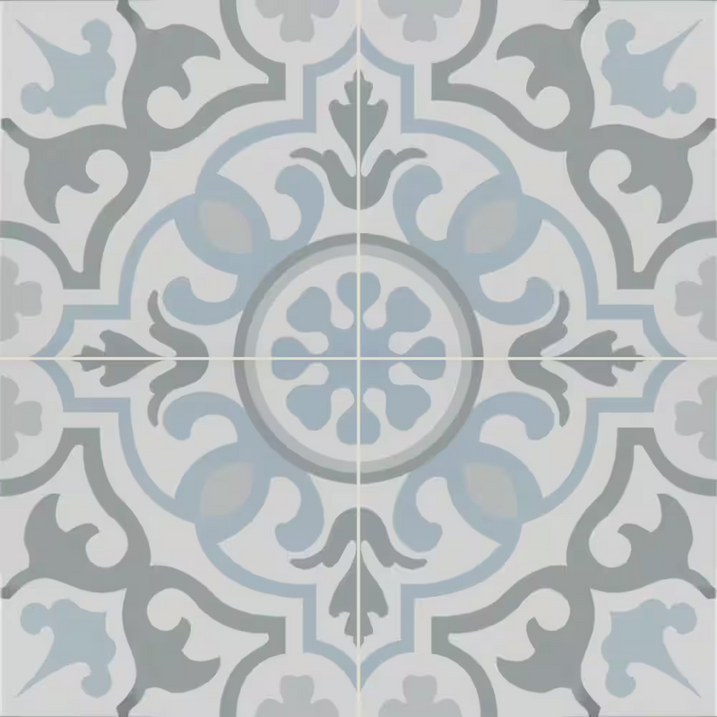 Encaustic Blume Matte 8x8 Porcelain Patterned Look Floor and Wall Tile, 14mm, 12pcs, 36 lbs, 5.16sf, Retail: $2.99sf // $15.93 bx, FINAL PRICE: $1.79sf // $9.24 bx/sf