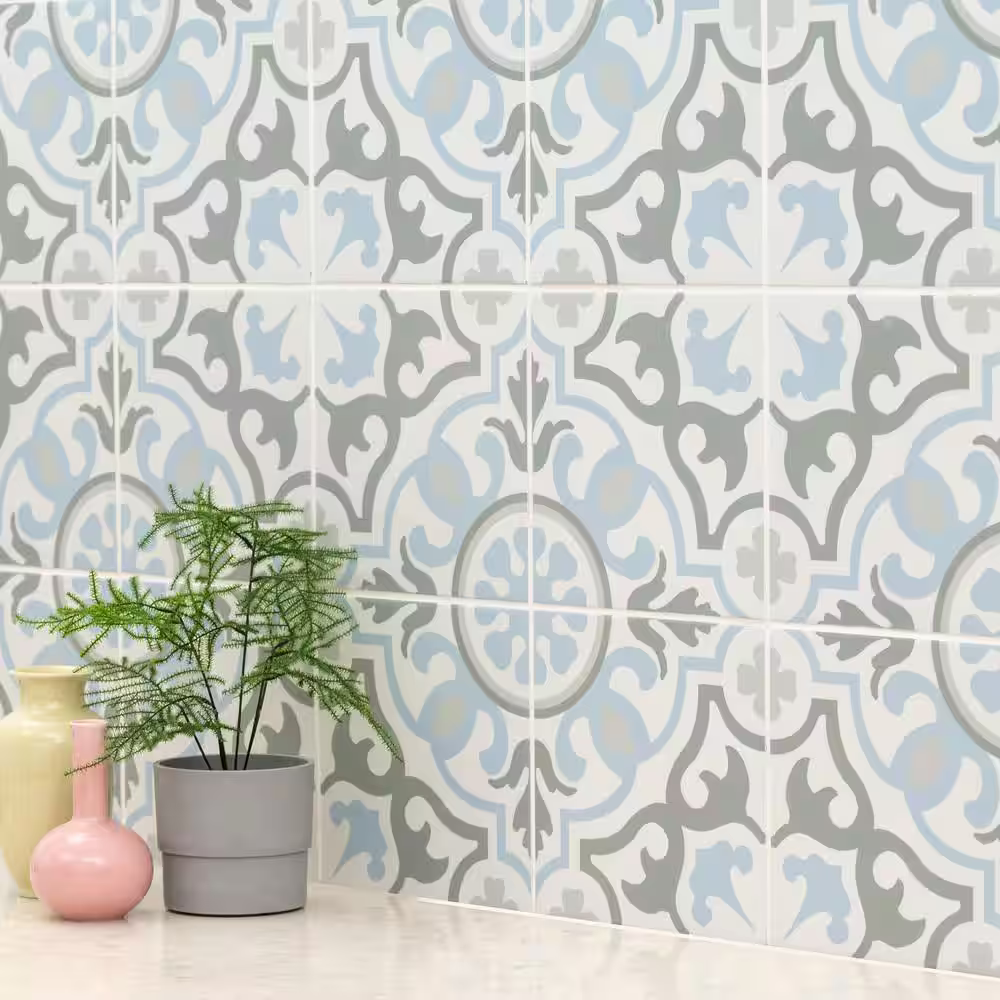 Encaustic Blume Matte 8x8 Porcelain Patterned Look Floor and Wall Tile, 14mm, 12pcs, 36 lbs, 5.16sf, Retail: $2.99sf // $15.93 bx, FINAL PRICE: $1.79sf // $9.24 bx/sf
